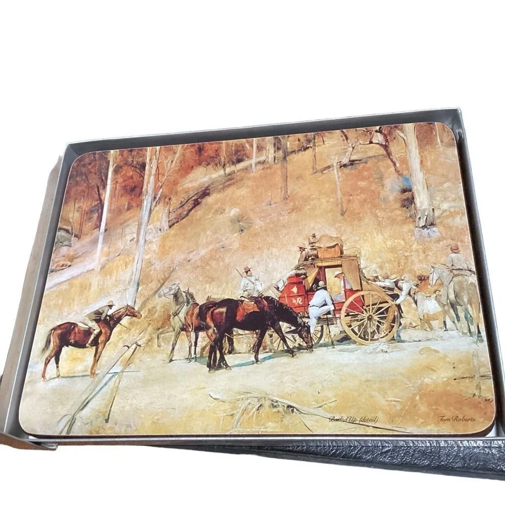 Target Australian Made Set of 6 Placemats Outback Sheep Shearing Stagecoach Art